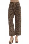 Entro Trendy Leopard Barrel Leg Jeans In Brown Multi In Brown