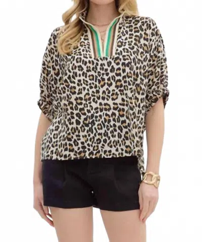 Entro Leopard Print Blouse In Beige In Neutral