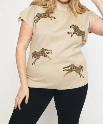 Entro Leopard Print Sweater - Plus In Oatmeal In White