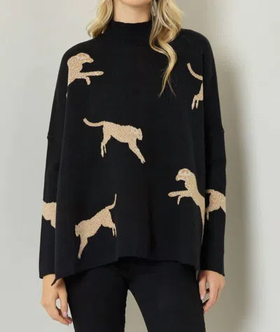 Entro Leopard Sweater In Black