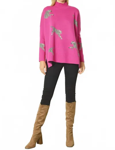 Entro Leopard Sweater Top In Pink