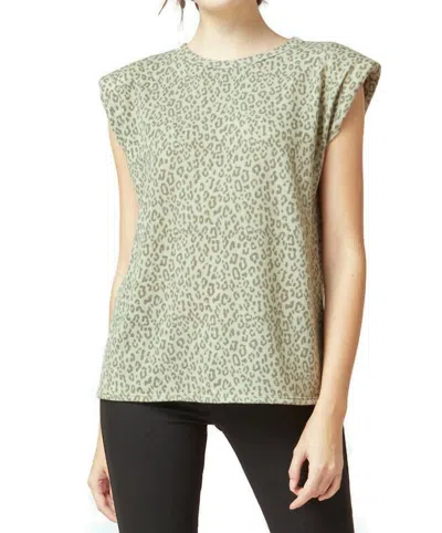 Entro Leopard Tonal Top In Olive Green In Transparent