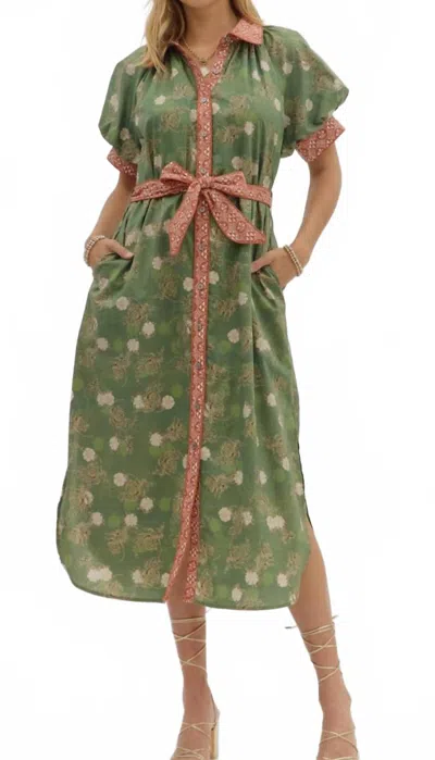 Entro Leslie Midi Dress In Olive In Green