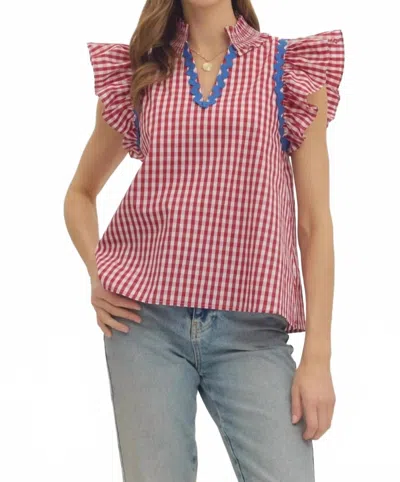 Entro Liberty Top In Red In Multi