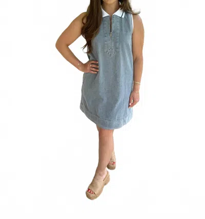 Entro Light Denim Sleeveless Dress In Blue
