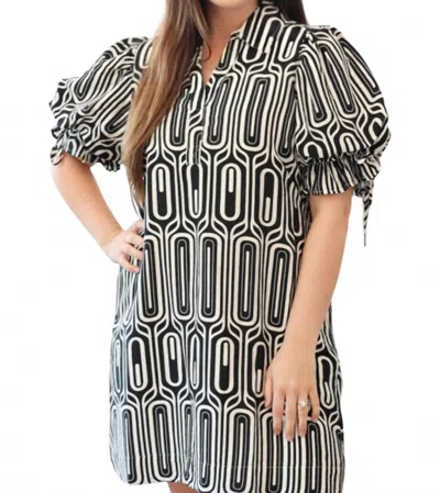 Entro Lilith Geometric Print Mini Dress In Black In Multi