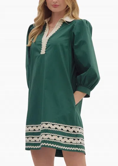 Entro Lina Mini Dress In Hunter Green