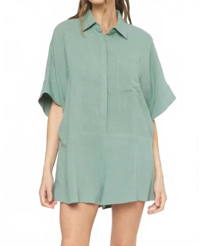Entro Linen Blend Romper In Sage In Green