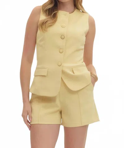 Entro Lisboa Tailored Button Longline Vest In Lemon Yellow In Multi
