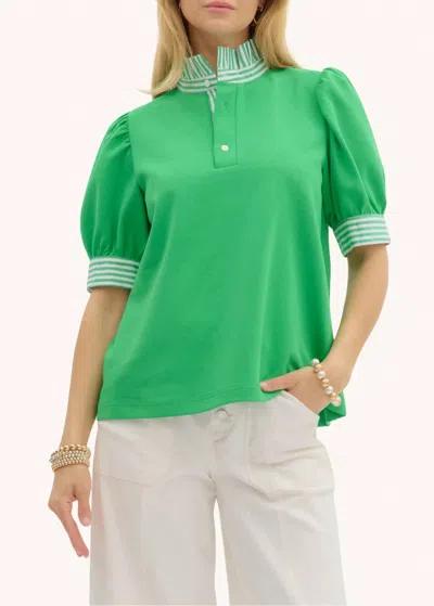 Entro Lois Short Sleeve Popover Top In Green
