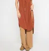 Entro Long Ruffle Sleeve Tunic With Side Slits In Terracotta