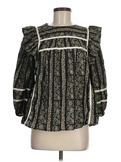 Pre-owned Entro Long Sleeve Blouse In Black