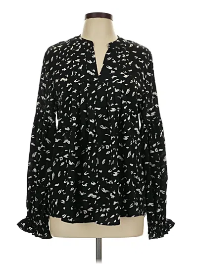 Pre-owned Entro Long Sleeve Blouse In Black