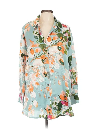 Pre-owned Entro Long Sleeve Blouse In Blue