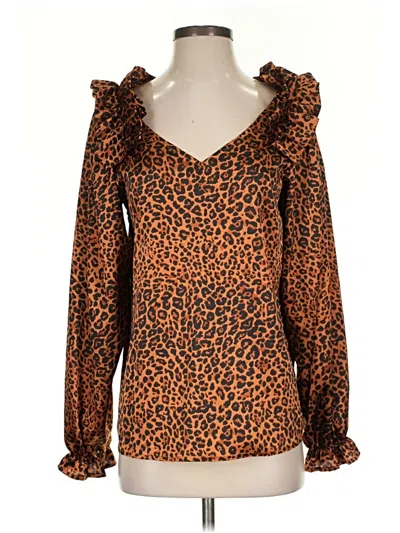 Pre-owned Entro Long Sleeve Blouse In Brown