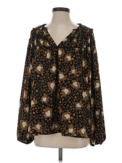 Pre-owned Entro Long Sleeve Blouse In Brown