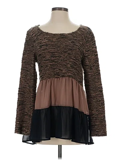 Pre-owned Entro Long Sleeve Blouse In Brown