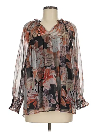 Pre-owned Entro Long Sleeve Blouse In Brown