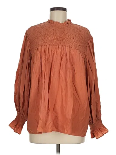 Pre-owned Entro Long Sleeve Blouse In Brown