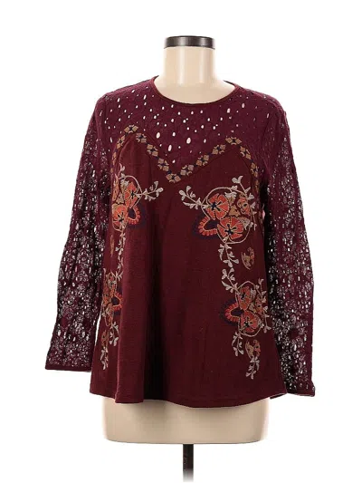 Pre-owned Entro Long Sleeve Blouse In Burgundy