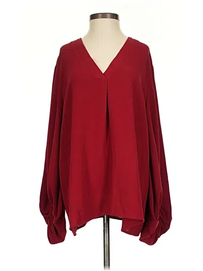 Pre-owned Entro Long Sleeve Blouse In Burgundy