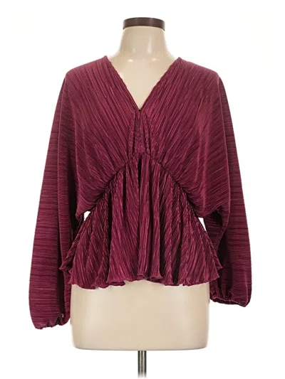 Pre-owned Entro Long Sleeve Blouse In Burgundy