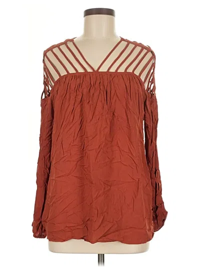 Pre-owned Entro Long Sleeve Blouse In Burgundy