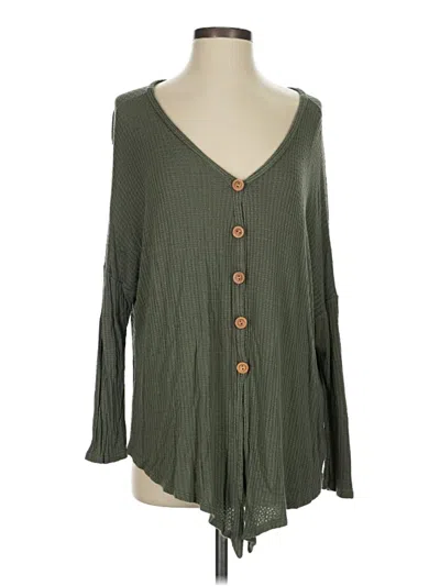 Pre-owned Entro Long Sleeve Blouse In Green