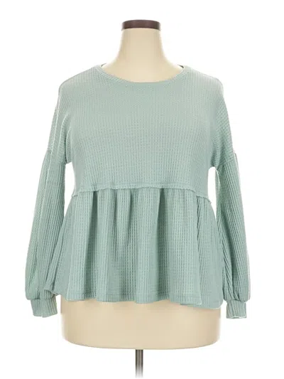 Pre-owned Entro Long Sleeve Blouse In Green