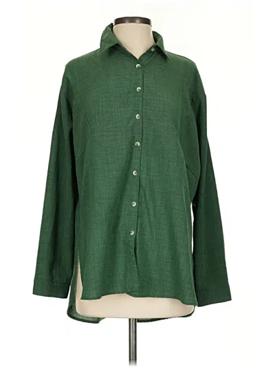 Pre-owned Entro Long Sleeve Blouse In Green