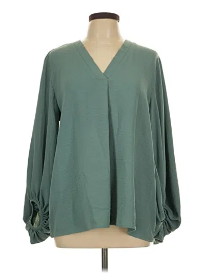 Pre-owned Entro Long Sleeve Blouse In Green