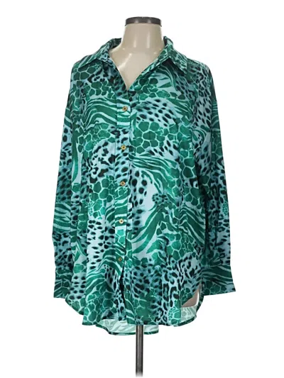 Pre-owned Entro Long Sleeve Blouse In Green