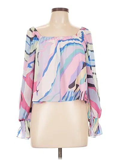 Pre-owned Entro Long Sleeve Blouse In Pink