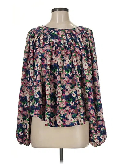Pre-owned Entro Long Sleeve Blouse In Purple