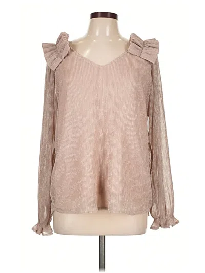 Pre-owned Entro Long Sleeve Blouse In Tan