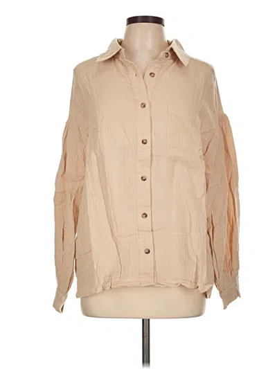 Pre-owned Entro Long Sleeve Blouse In Tan