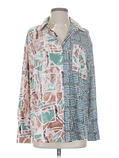 Pre-owned Entro Long Sleeve Blouse In Teal