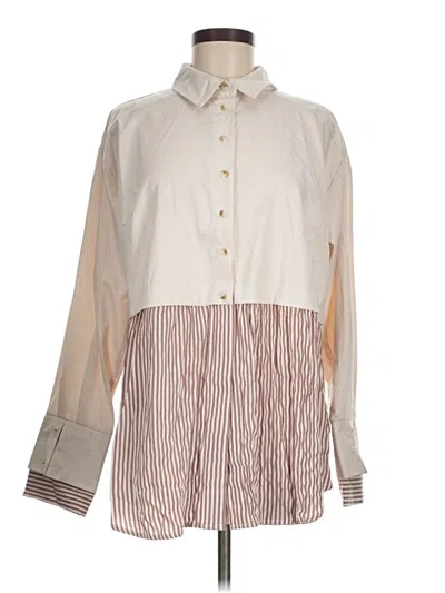 Pre-owned Entro Long Sleeve Blouse In White