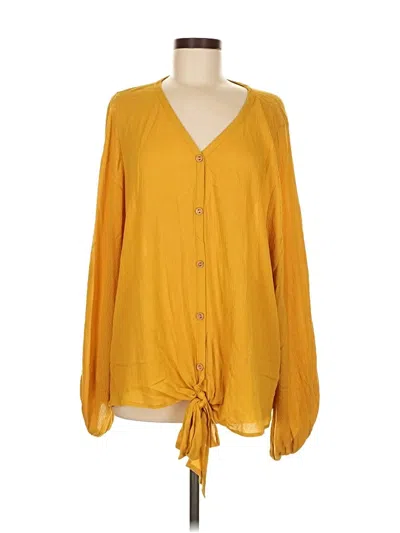 Pre-owned Entro Long Sleeve Blouse In Yellow