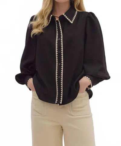 Entro Long Sleeve Button Down Shirt In Black