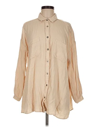 Pre-owned Entro Long Sleeve Button Down Shirt In Tan