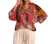ENTRO LONG SLEEVE BUTTON UP TOP IN BAYLEE PAISLEY PRINT