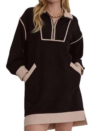Entro Long Sleeve Everyday Dress In Ebony In Black