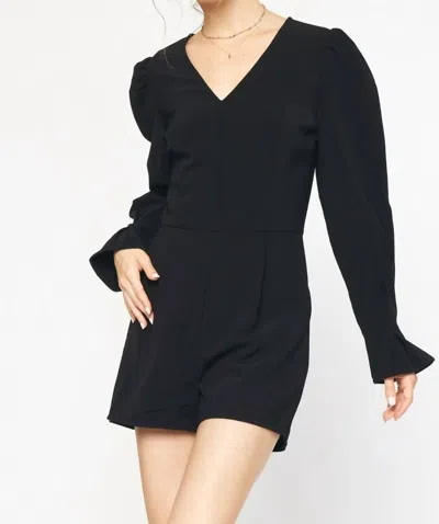 Entro Long Sleeve Romper In Black