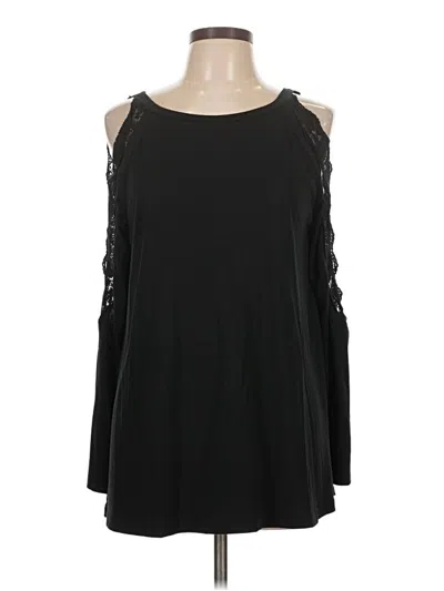 Pre-owned Entro Long Sleeve Top Black Cold Shoulder Neckline Tops