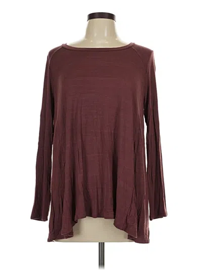 Pre-owned Entro Long Sleeve Top Burgundy Boatneck Tops