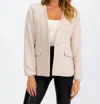 Entro Long Sleeve Tweed Blazer In Champagne In White