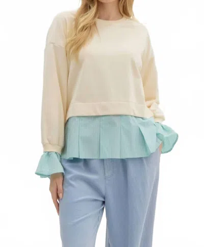 Entro Long Sleeve Twofer Pullover In Beige In Neutral