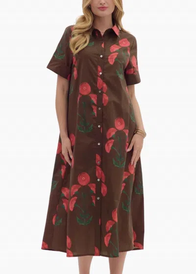 Entro Lori Midi Dress In Brown In Multi