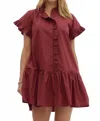 Entro Lottie Mini Dress In Burgundy In Red